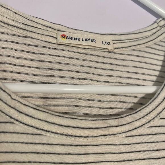 Marine Layer Men's size‎ Large XL White Black Stripe Short Sleeve Basic T-Shirt - Picture 2 of 8